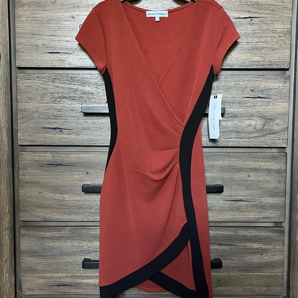 Almost Famous Wrap Me Up Mini Dress-Rust - Picture 2 of 10